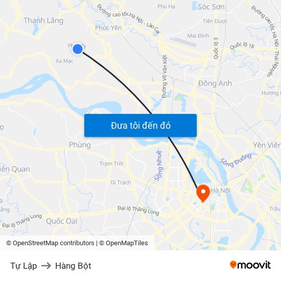 Tự Lập to Hàng Bột map