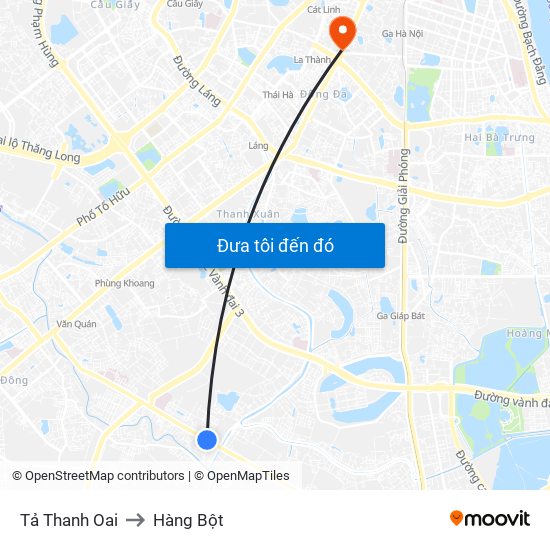 Tả Thanh Oai to Hàng Bột map