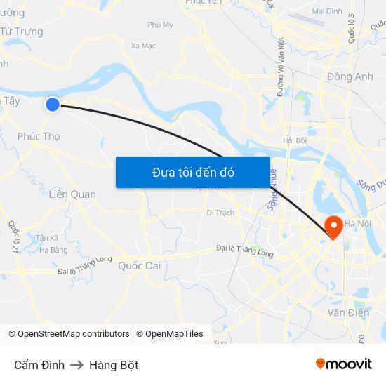 Cẩm Đình to Hàng Bột map