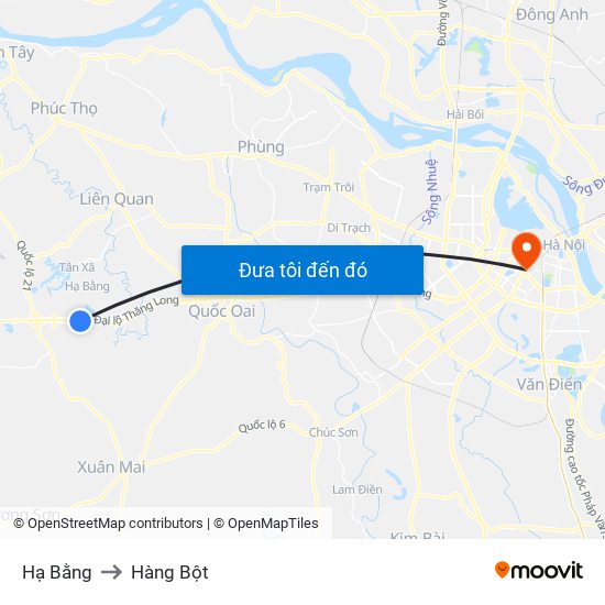 Hạ Bằng to Hàng Bột map