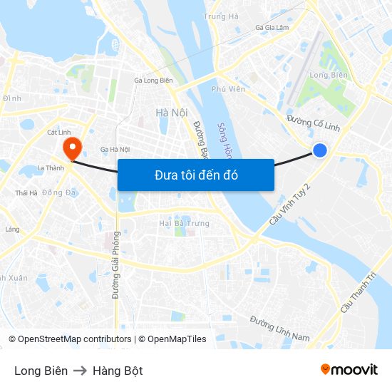 Long Biên to Hàng Bột map