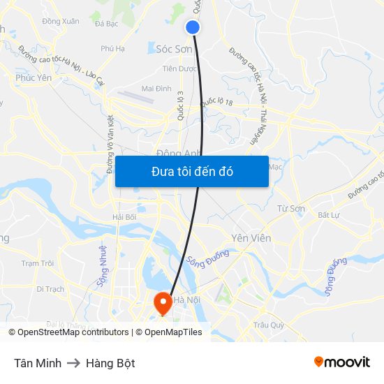 Tân Minh to Hàng Bột map