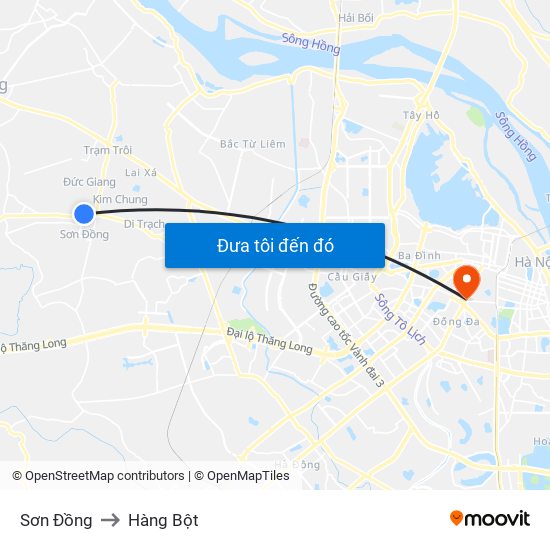 Sơn Đồng to Hàng Bột map