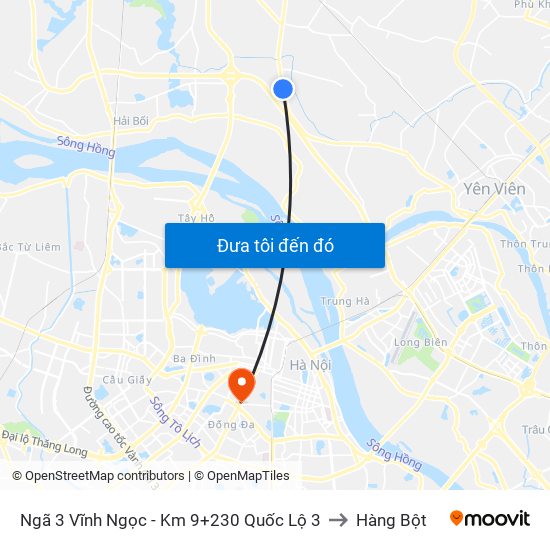 Ngã 3 Vĩnh Ngọc - Km 9+230 Quốc Lộ 3 to Hàng Bột map