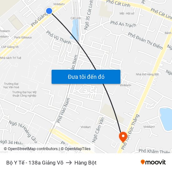 Bộ Y Tế - 138a Giảng Võ to Hàng Bột map