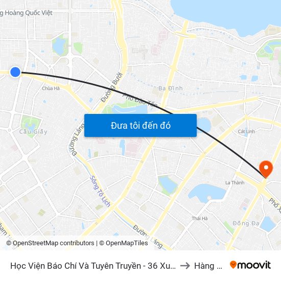 Học Viện Báo Chí Và Tuyên Truyền - 36 Xuân Thủy to Hàng Bột map