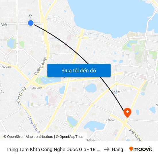 Trung Tâm Khtn Công Nghệ Quốc Gia - 18 Hoàng Quốc Việt to Hàng Bột map