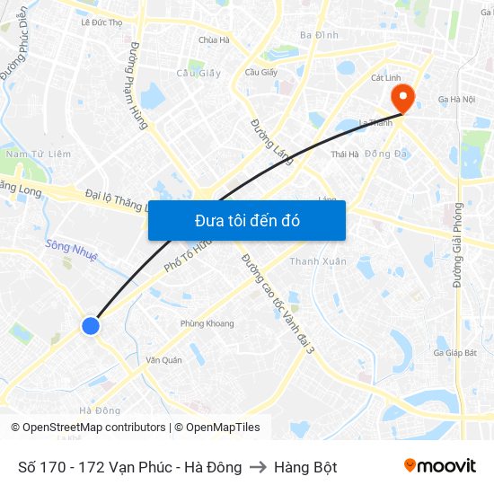 Số 170 - 172 Vạn Phúc - Hà Đông to Hàng Bột map