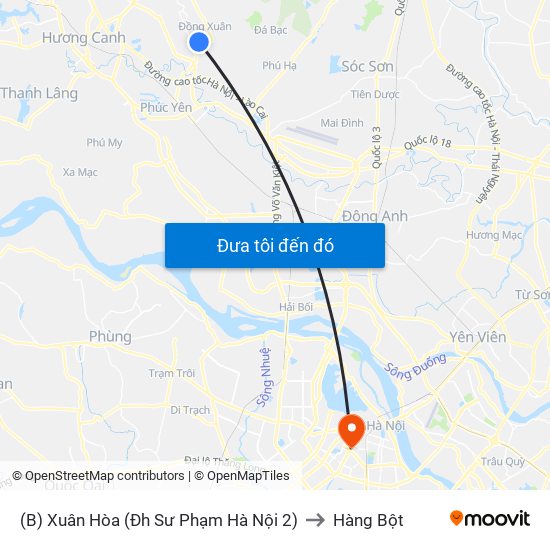 (B) Xuân Hòa (Đh Sư Phạm Hà Nội 2) to Hàng Bột map