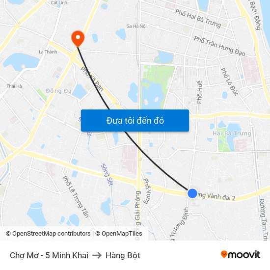 Chợ Mơ - 5 Minh Khai to Hàng Bột map
