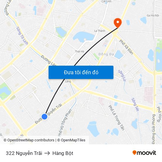 322 Nguyễn Trãi to Hàng Bột map