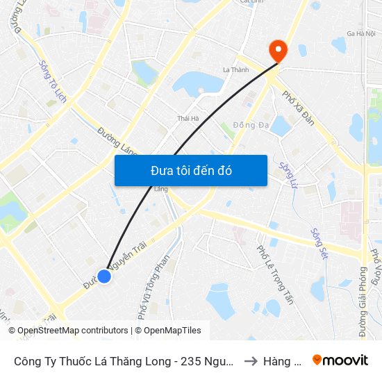 Công Ty Thuốc Lá Thăng Long - 235 Nguyễn Trãi to Hàng Bột map