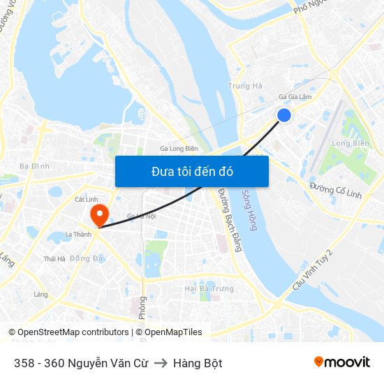 358 - 360 Nguyễn Văn Cừ to Hàng Bột map