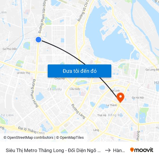 Siêu Thị Metro Thăng Long - Đối Diện Ngõ 599 Phạm Văn Đồng to Hàng Bột map