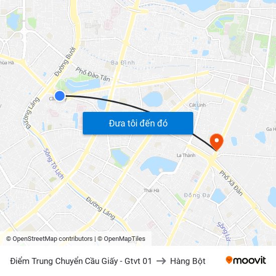 Điểm Trung Chuyển Cầu Giấy - Gtvt 01 to Hàng Bột map