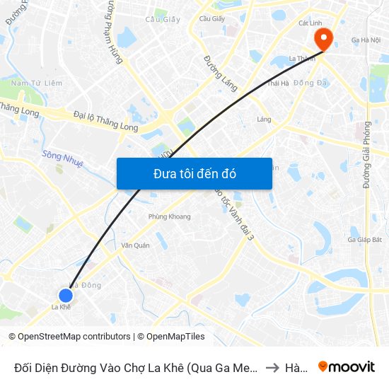 Đối Diện Đường Vào Chợ La Khê (Qua Ga Metro La Khê) - 405 Quang Trung (Hà Đông) to Hàng Bột map