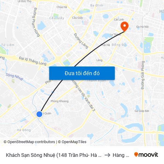 Khách Sạn Sông Nhuệ (148 Trần Phú- Hà Đông) to Hàng Bột map