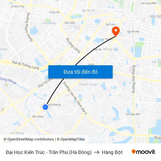 Đại Học Kiến Trúc - Trần Phú (Hà Đông) to Hàng Bột map