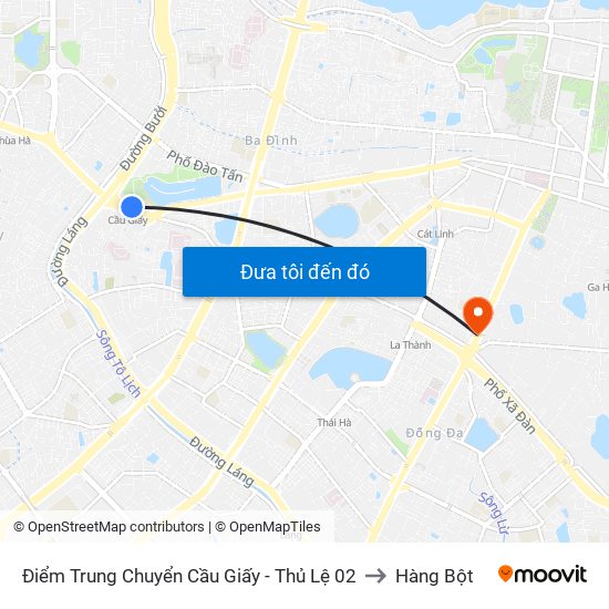 Điểm Trung Chuyển Cầu Giấy - Thủ Lệ 02 to Hàng Bột map