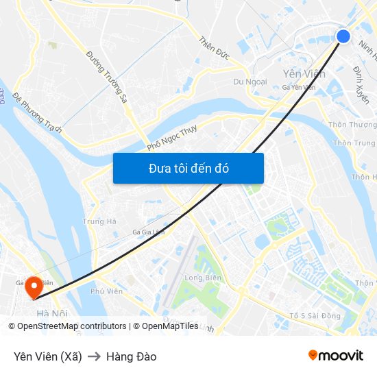 Yên Viên (Xã) to Hàng Đào map