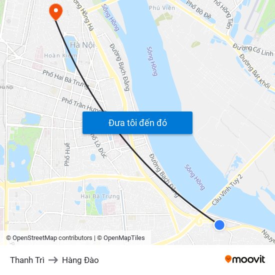 Thanh Trì to Hàng Đào map