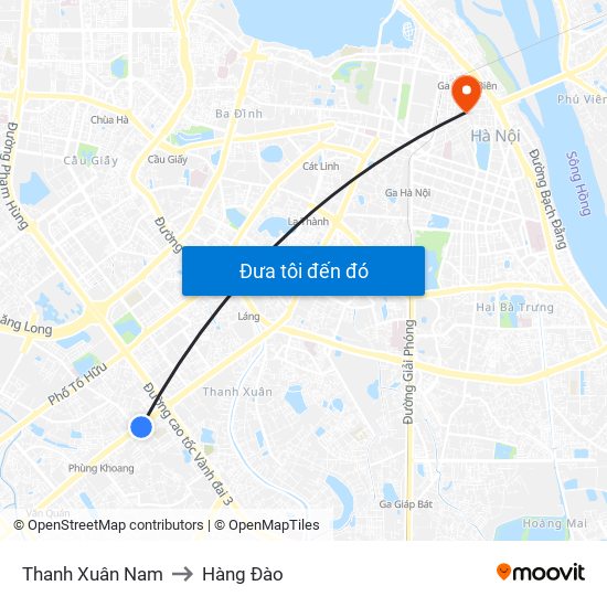 Thanh Xuân Nam to Hàng Đào map