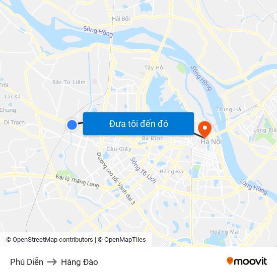Phú Diễn to Hàng Đào map