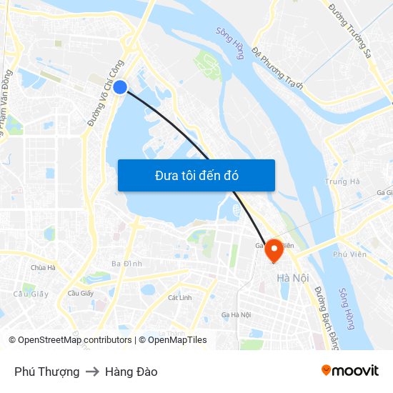 Phú Thượng to Hàng Đào map