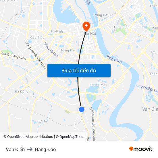 Văn Điển to Hàng Đào map