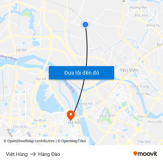 Việt Hùng to Hàng Đào map