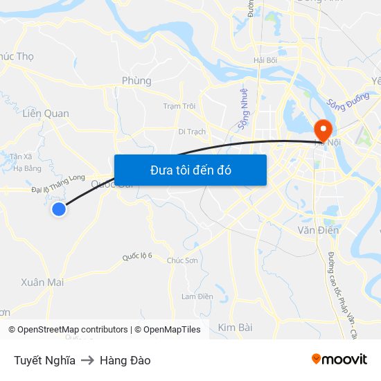 Tuyết Nghĩa to Hàng Đào map