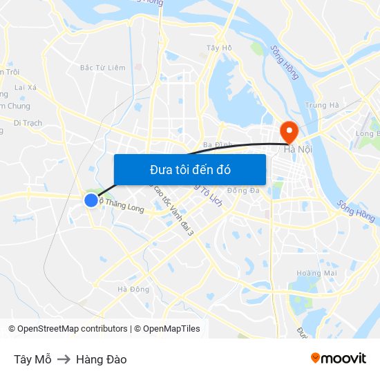 Tây Mỗ to Hàng Đào map