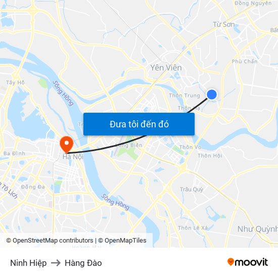 Ninh Hiệp to Hàng Đào map