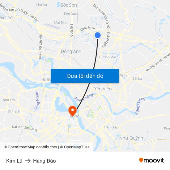 Kim Lũ to Hàng Đào map