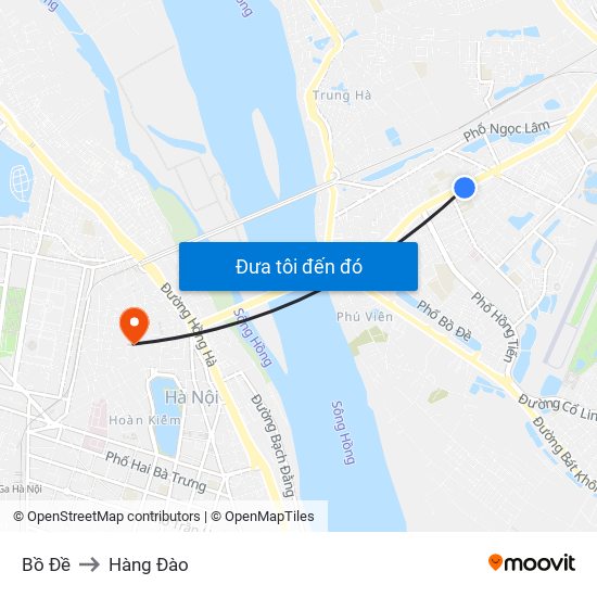 Bồ Đề to Hàng Đào map