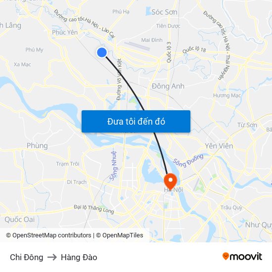 Chi Đông to Hàng Đào map