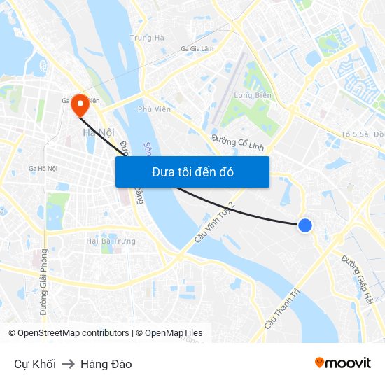 Cự Khối to Hàng Đào map