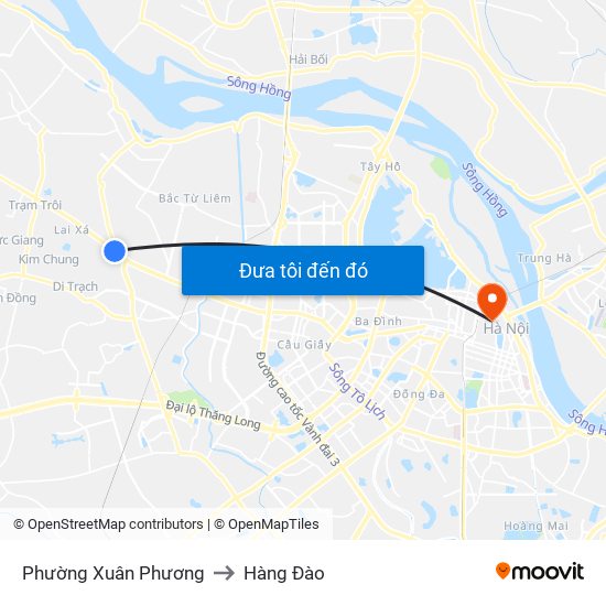 Phường Xuân Phương to Hàng Đào map
