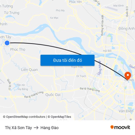 Thị Xã Sơn Tây to Hàng Đào map