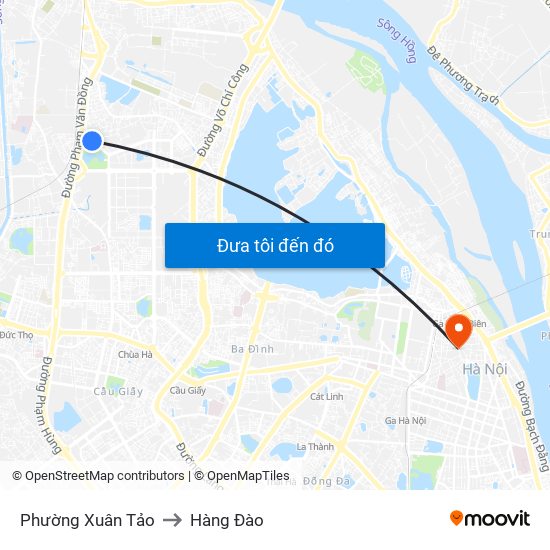 Phường Xuân Tảo to Hàng Đào map