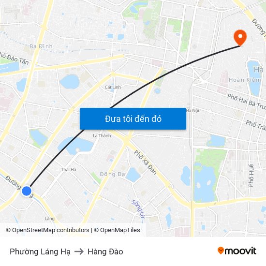 Phường Láng Hạ to Hàng Đào map