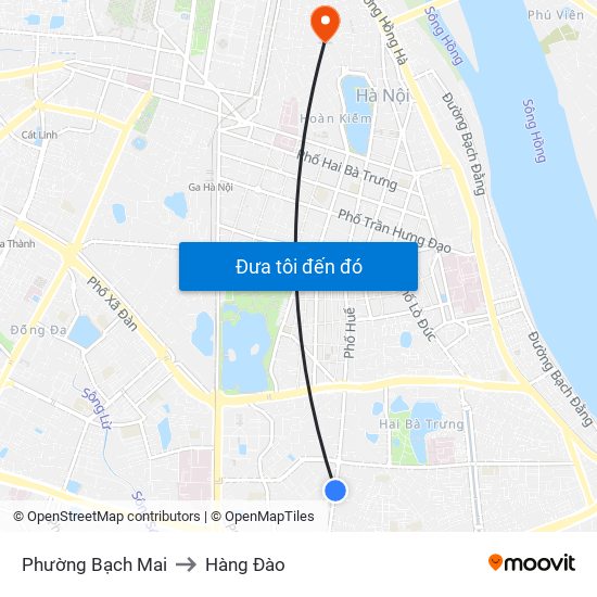 Phường Bạch Mai to Hàng Đào map