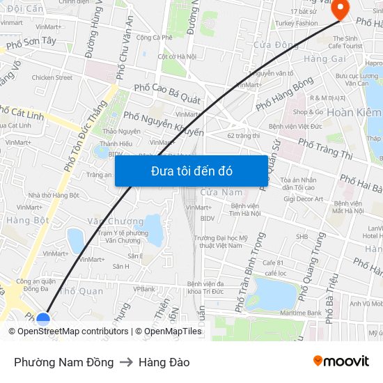 Phường Nam Đồng to Hàng Đào map