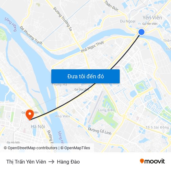 Thị Trấn Yên Viên to Hàng Đào map