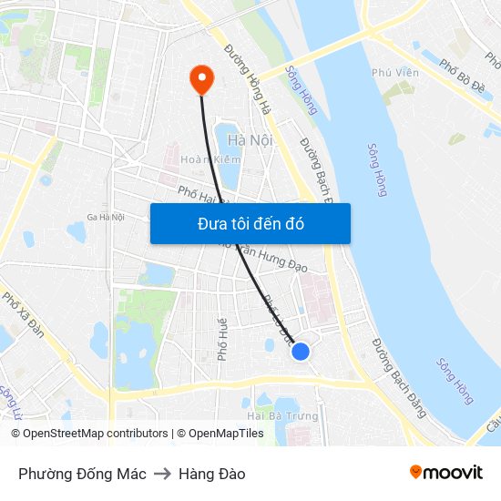 Phường Đống Mác to Hàng Đào map