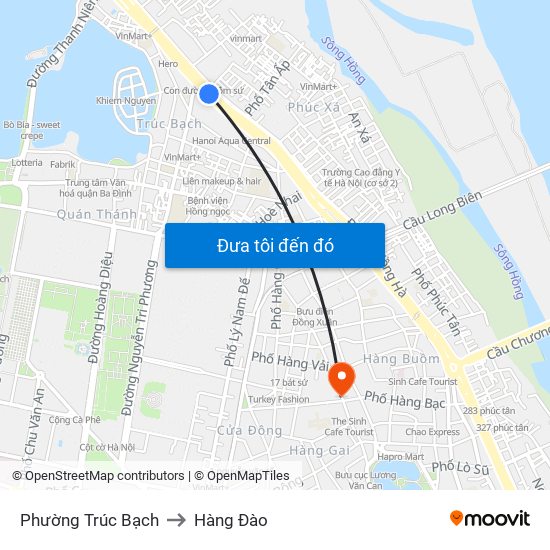 Phường Trúc Bạch to Hàng Đào map