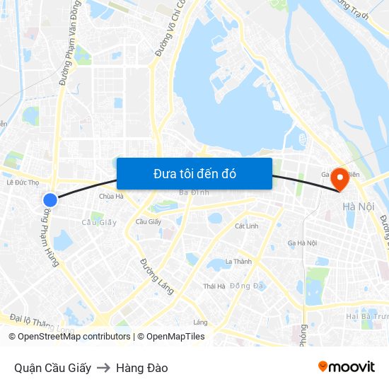 Quận Cầu Giấy to Hàng Đào map