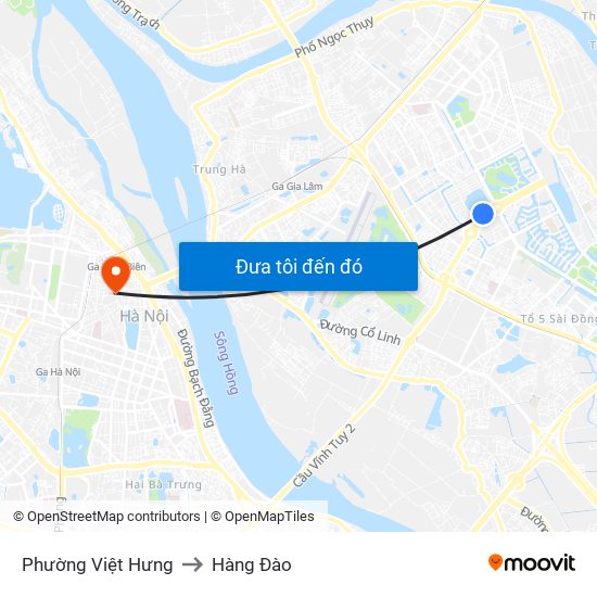 Phường Việt Hưng to Hàng Đào map
