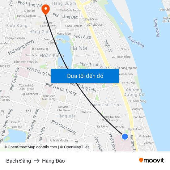 Bạch Đằng to Hàng Đào map