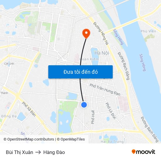 Bùi Thị Xuân to Hàng Đào map